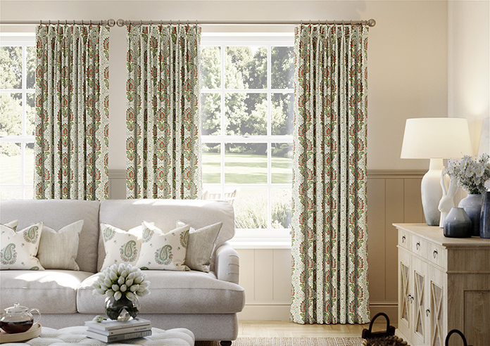 Petal & Block Lotus Blossom, Neem - Made to Measure Curtains - Image 3